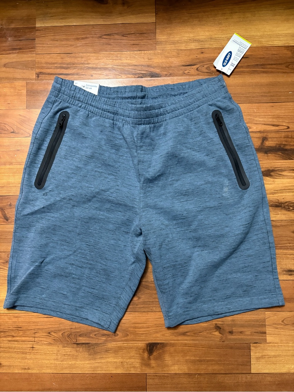 Old Navy Men’s Heathered Slate Blue Athletic Shorts with Zip Pockets